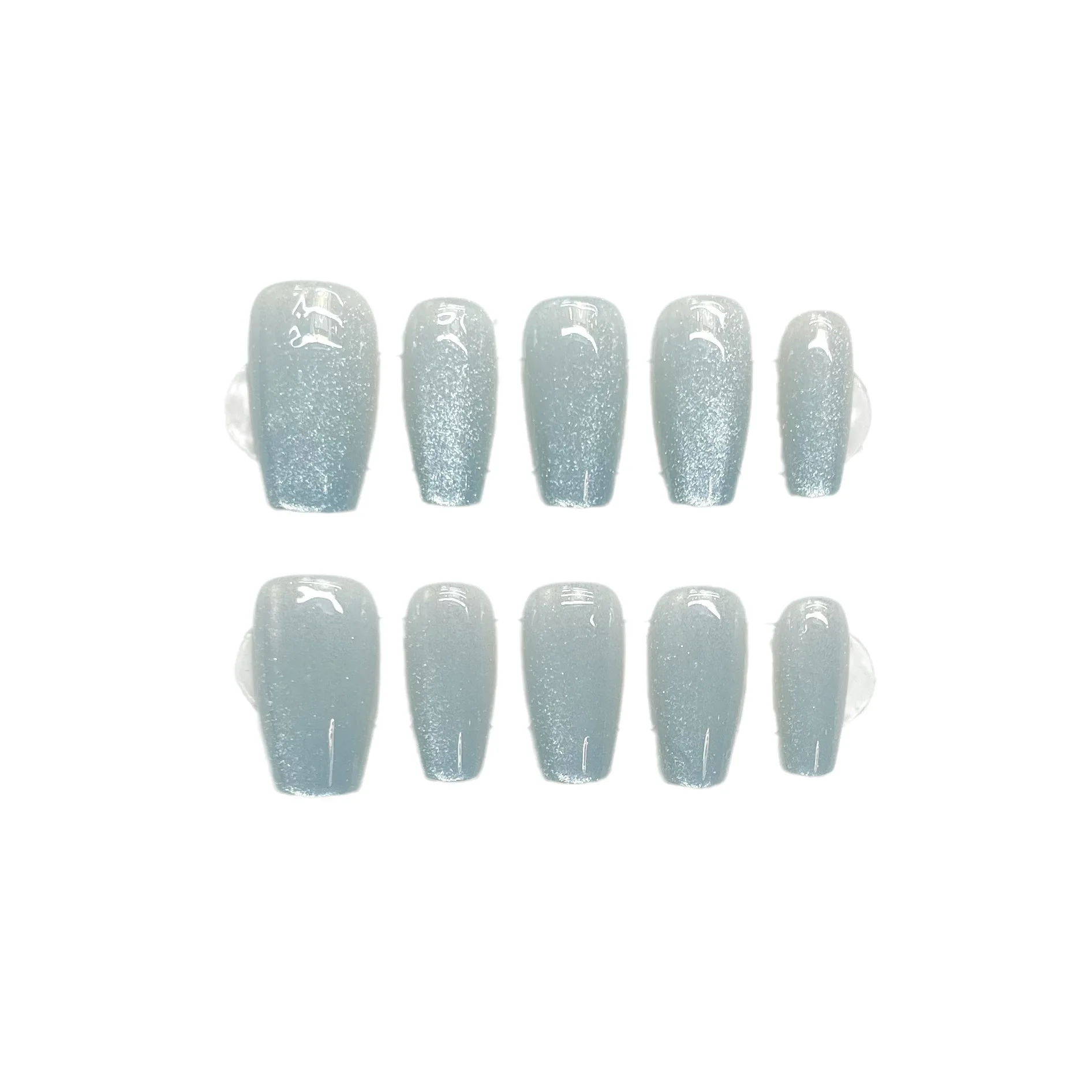 Azul bonito doce e fresco adesivo de unhas artificiais artesanal unhas falsas wearable remendo destacável produto acabado