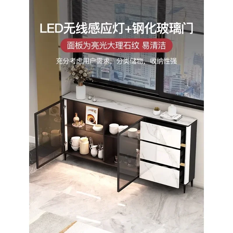 Light luxury slate ultra-thin sideboard, 25CM narrow kitchen cabinet storage cabinet, modern simple small apartment restaurant s