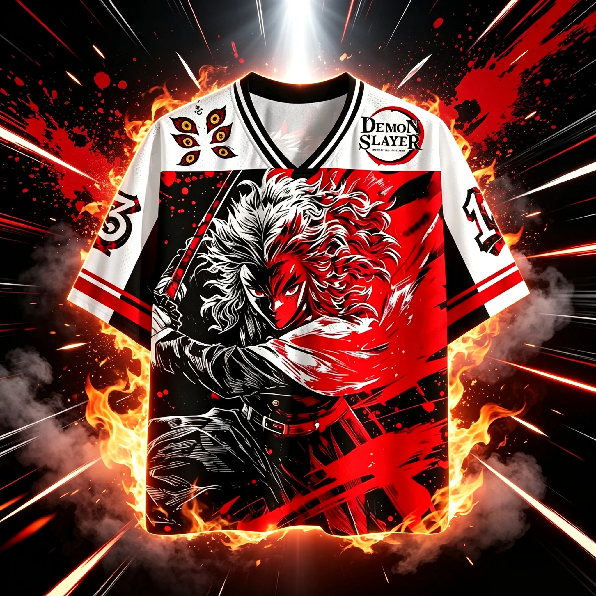 3D-Druck-T-Shirt im amerikanischen Sportstil mit Motiv „Demon Slayer Blade Purgatory Brother, Black Death Mou“ für Erwachsene und Kinder