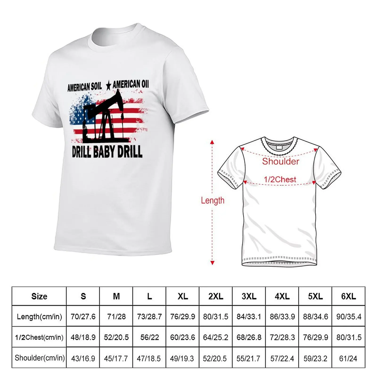 American Soil American Oil Drill Baby Drill T-Shirt Plus Size Solid Color T-Shirt