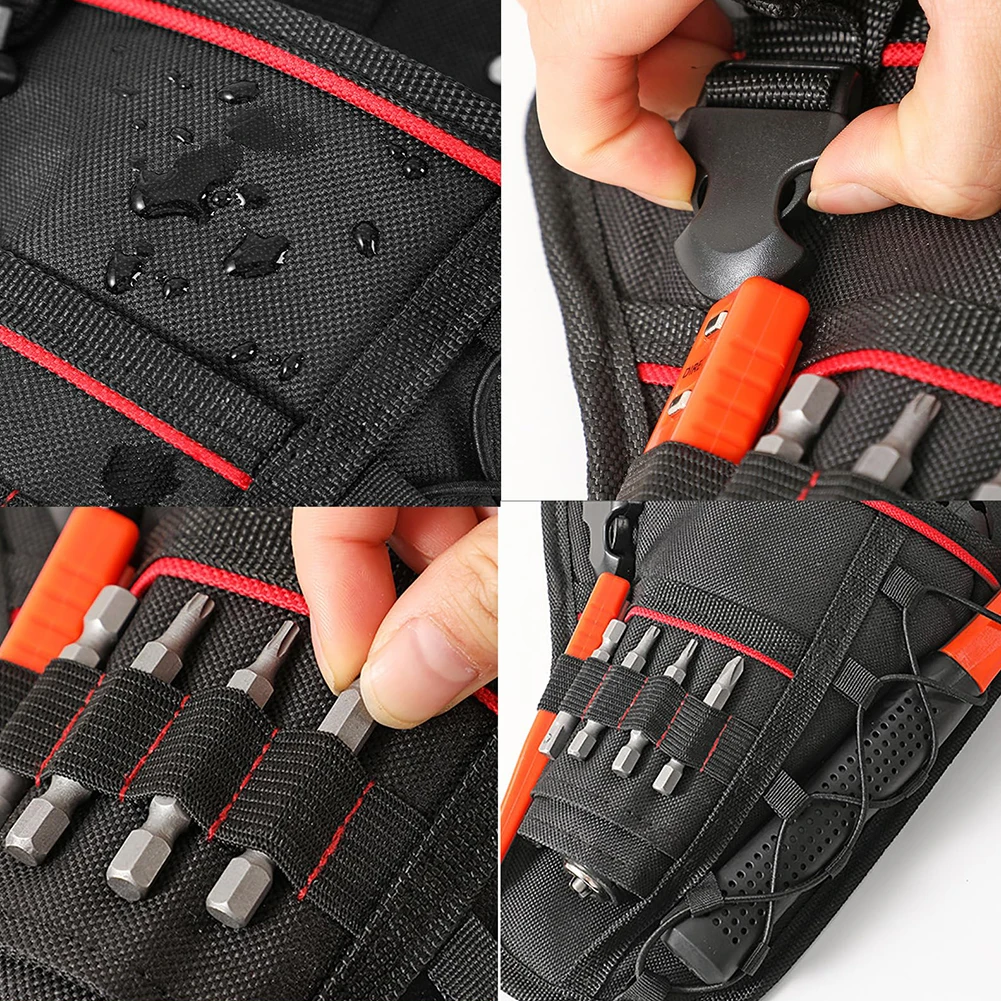 

Black Red Construction Work Nail Pockets Belt Tool Storage Waist Bag Adjustable Waist Belt High-quality Materials
