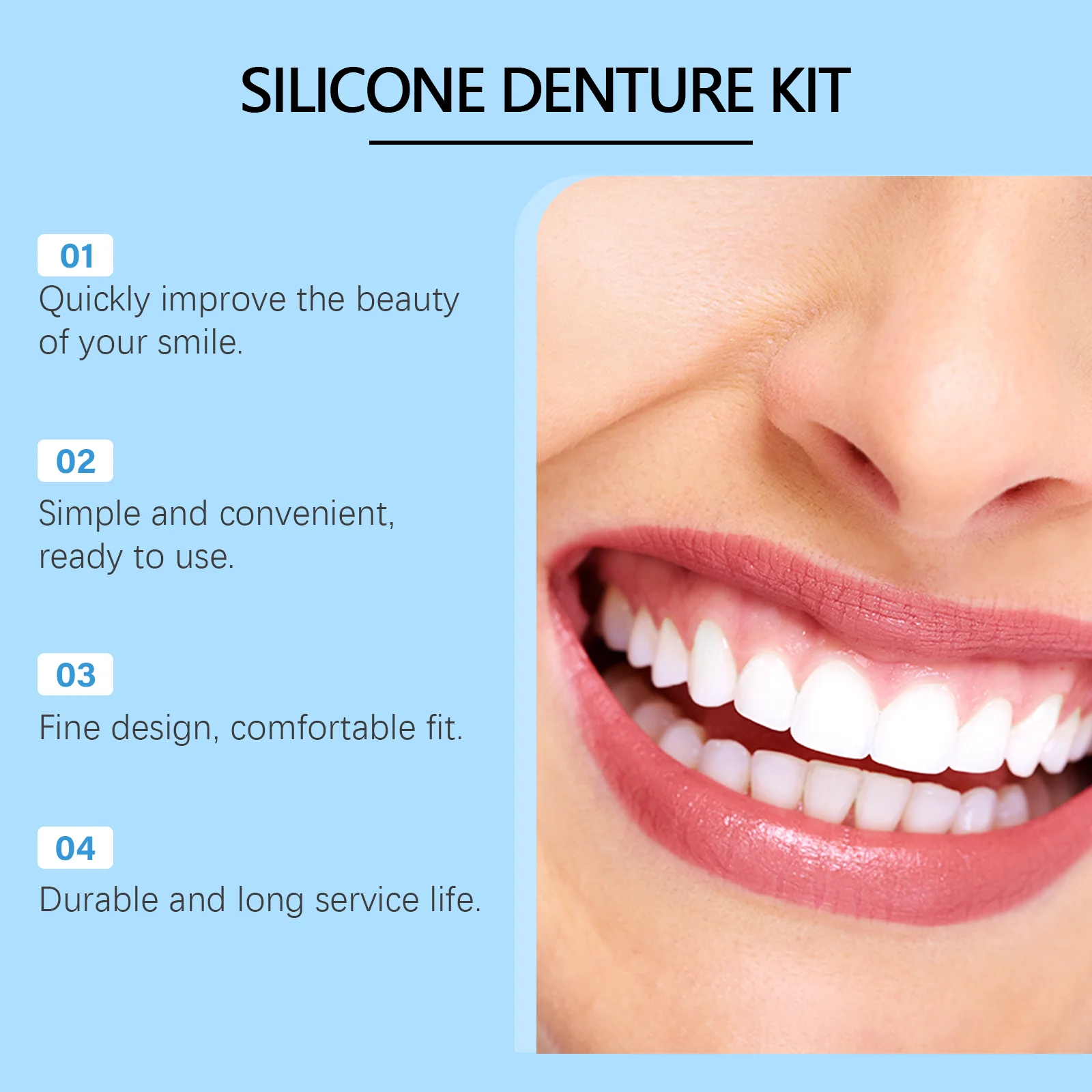 Denti finti Kit di bellezza Impiallacciature per ridere perfette Denti finti Protesi senza soluzione di continuità Igiene orale Cura Sbiancamento dei denti Simulazione Bretelle