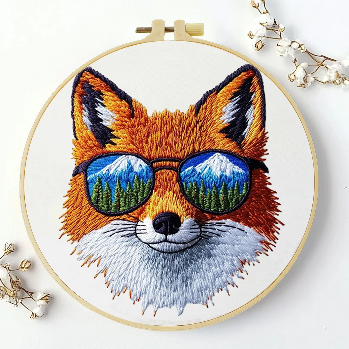 1 Stück 20X20CM/15X15CM 7,87/6,3 Zoll Fuchs-Stickerei-Starter-Kit DIY-Kit DIY-Stickerei-Set Handarbeits-Set für Anfänger – Detail 2