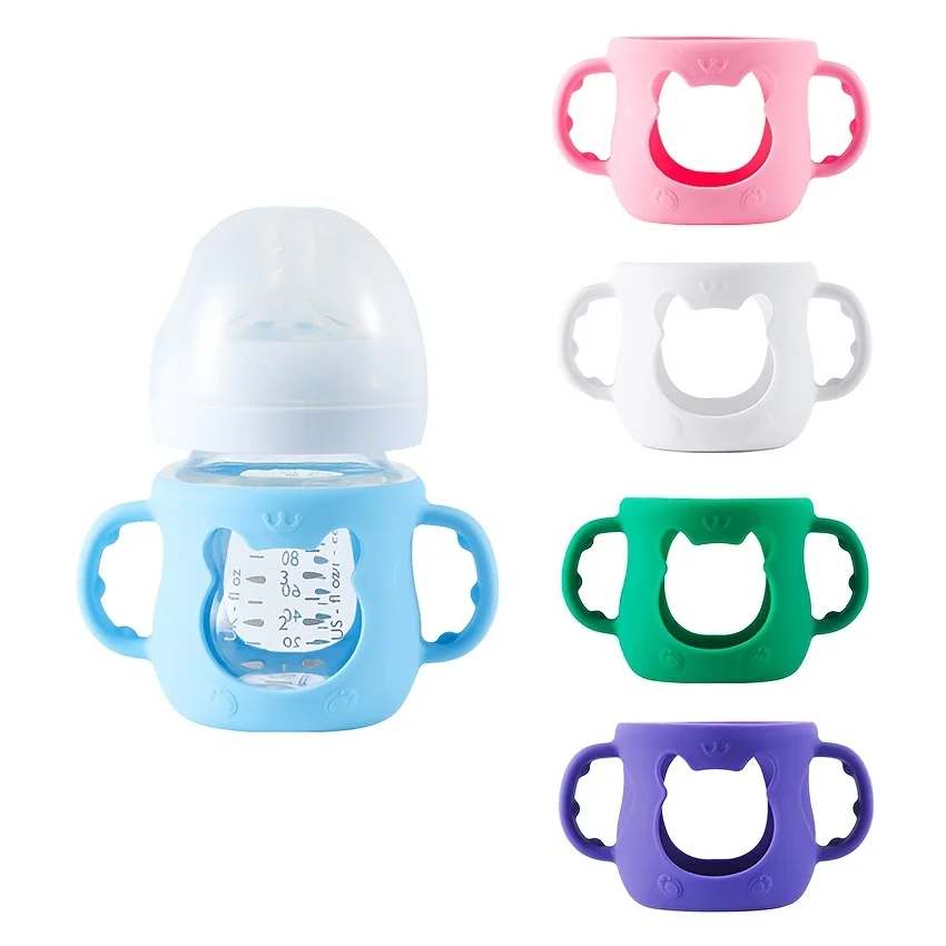 4oz/120ml Wide-neck Bottle Silicone Sleeve, Baby Bottle Handle for Milk Bottle, Feeding Bottle Protector