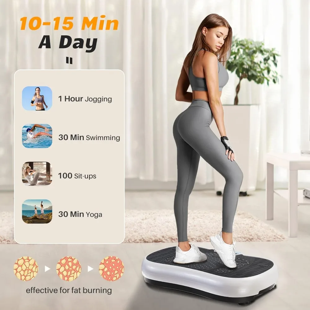 10 modes of vibration plate exercise machine, belt loop, skipping rope, bluetooth speaker, home training equipment