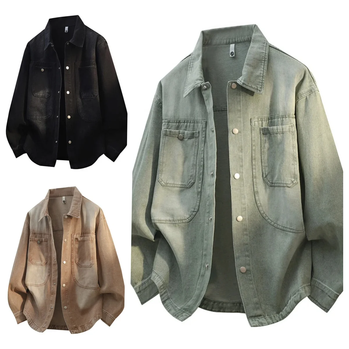 

Spring and Autumn Outdoor Running Fitness Trend American Retro Cowboy Jacket Men's Fashion Collar Casual Versatile Loose Coat