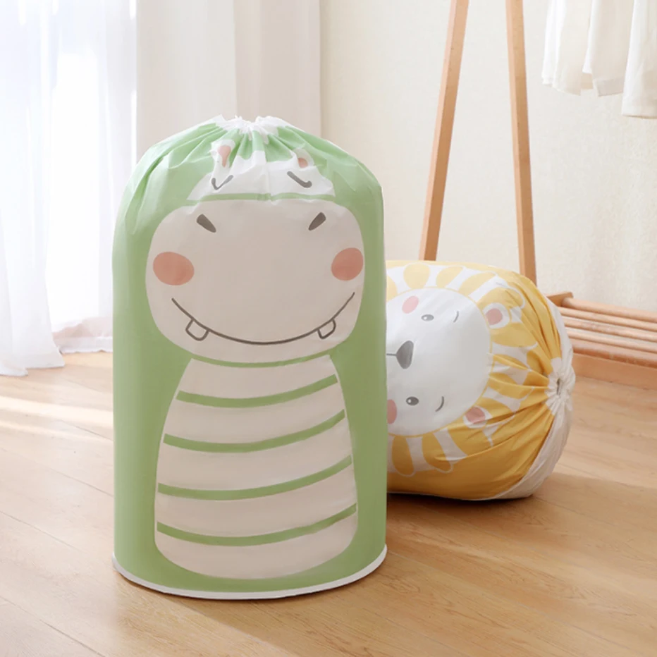 Cartoon Laundry Bag Household Quilt Clothes Storage Bag Drawstring Clothes Blanket Baby Toys Basket Travel Quilt Storage Bags