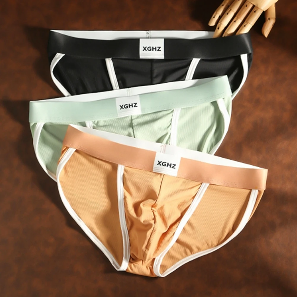 Men High Fork Elastic Waist Briefs Sexy Transparent Panties Underwear Male Breathable Simple Underpants