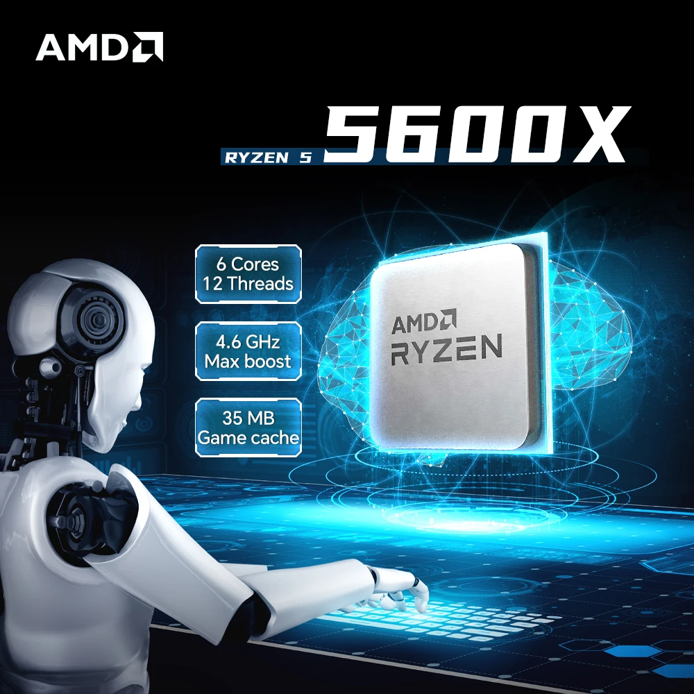 AMD Ryzen 5 5600X 6-Core 12-Thread جديد DDR4 65W 7NM L3=32M 3.7 جيجا هرتز معالج الألعاب المقبس AM4 R5 5600X ولكن بدون مروحة