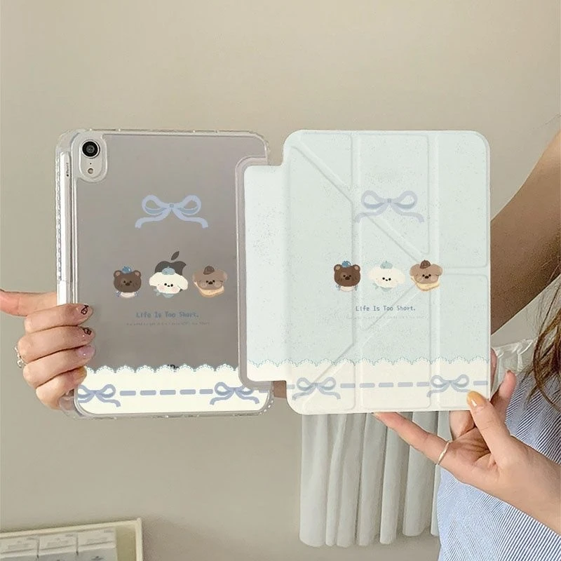 Cute Puppy Anti-Bending 3+Y Fold Case for IPad10.2 7/8/9th 4/5th 10.9 10th IPad 7th Gen Case Mini 6 8.3 Pro11/13 Air11/13 12.9