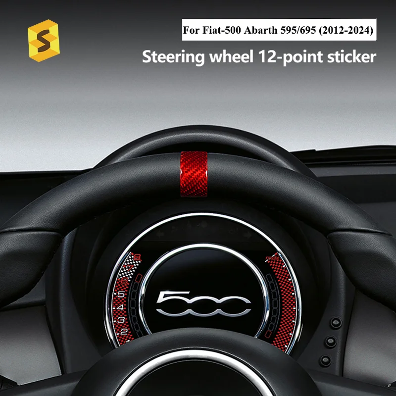 

Накладка на руль, наклейка из настоящего твердого углеродного волокна для Fiat-500/Aembali-595 695 2012-2024 2022 2021 2020 2019 2018 2016 Upscale