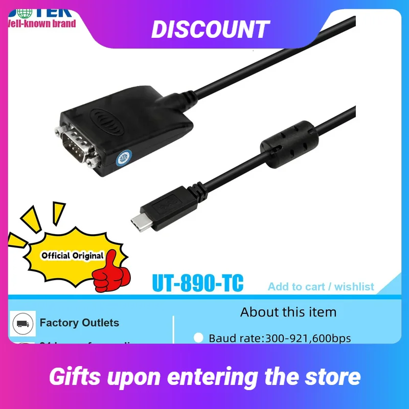 

Преобразователь UOTEK 4,9 фута USB-C в RS-485 RS-422 Тип C Кабель RS485 RS422 1,5 м с магнитными кольцевыми клеммами FT232 UT-890-TC