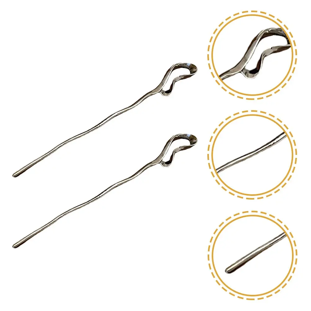 

2 шт. длинных металлических шпилек для волос для женщин, с гладкими краями, в китайском стиле, для повседневного использования и особых случаев