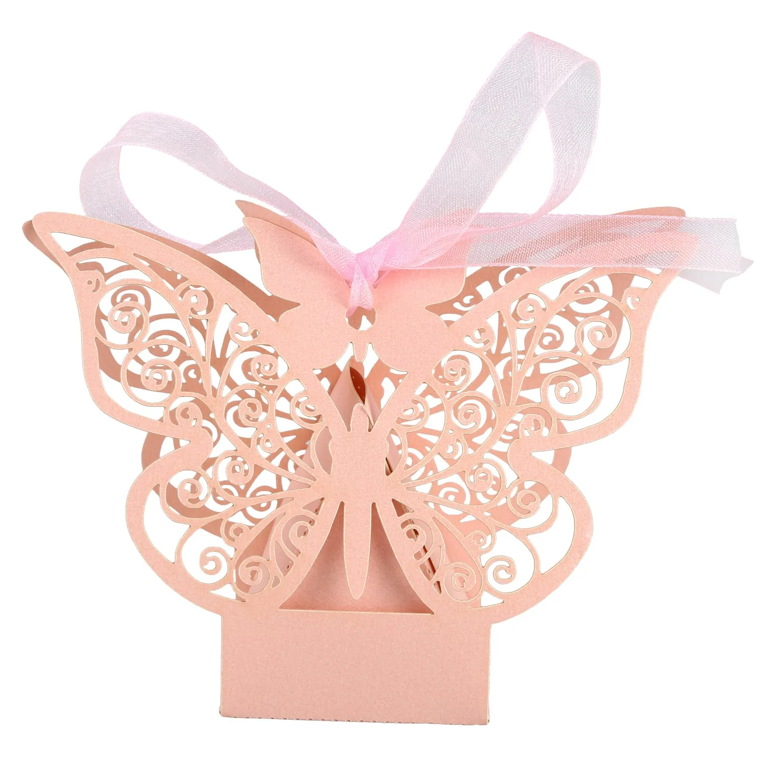 

50pcs Butterfly Wedding Favour Box Birthday Party Gifts Candy Boxes (Pink)