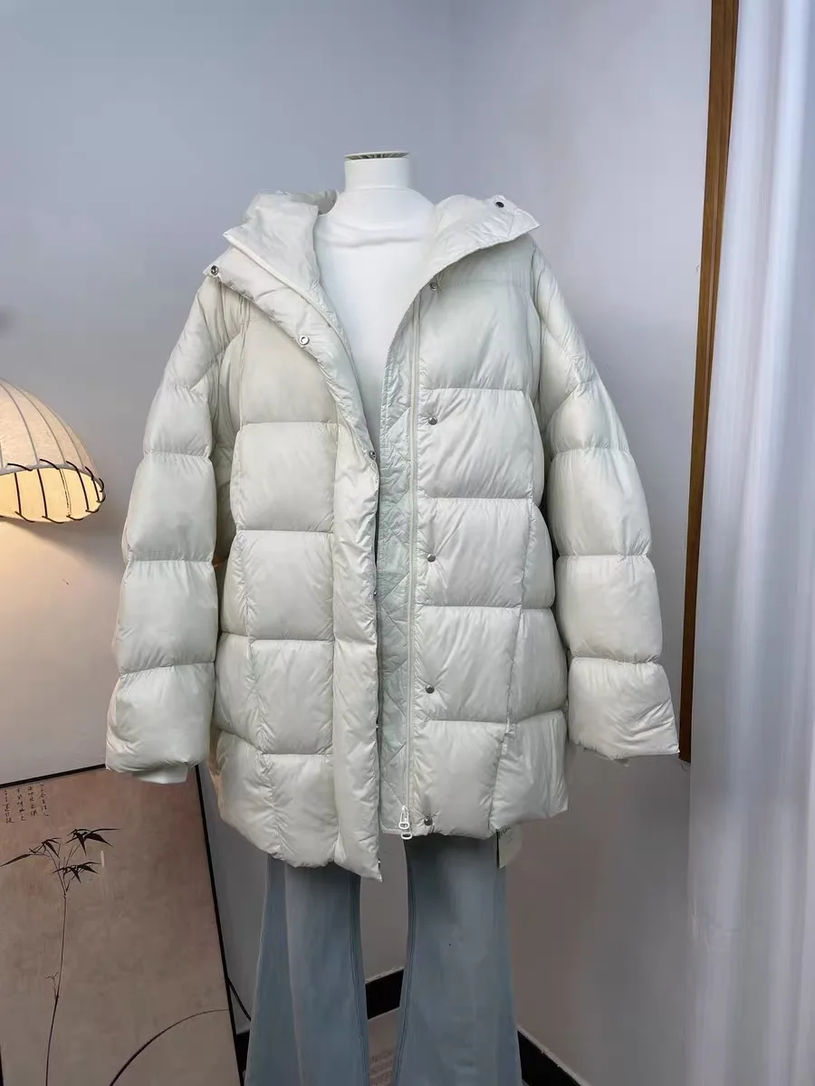 ฤดูหนาวที่ถอดออกได้Hoodedสั้นลงเสื้อแจ็คเก็ตหญิงWarm Zipper Quiltedหลวมเสื้อแจ็คเก็ตผู้หญิง 90 เป็ดสีขาวลงParker Outwears Coat