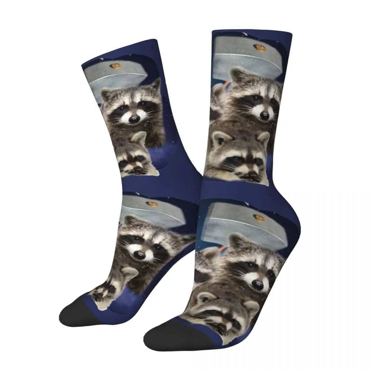 Three Raccoon Ren Stuff Socks Breathable Funny Animal Graphic Long Socks Warm for Men's Gifts