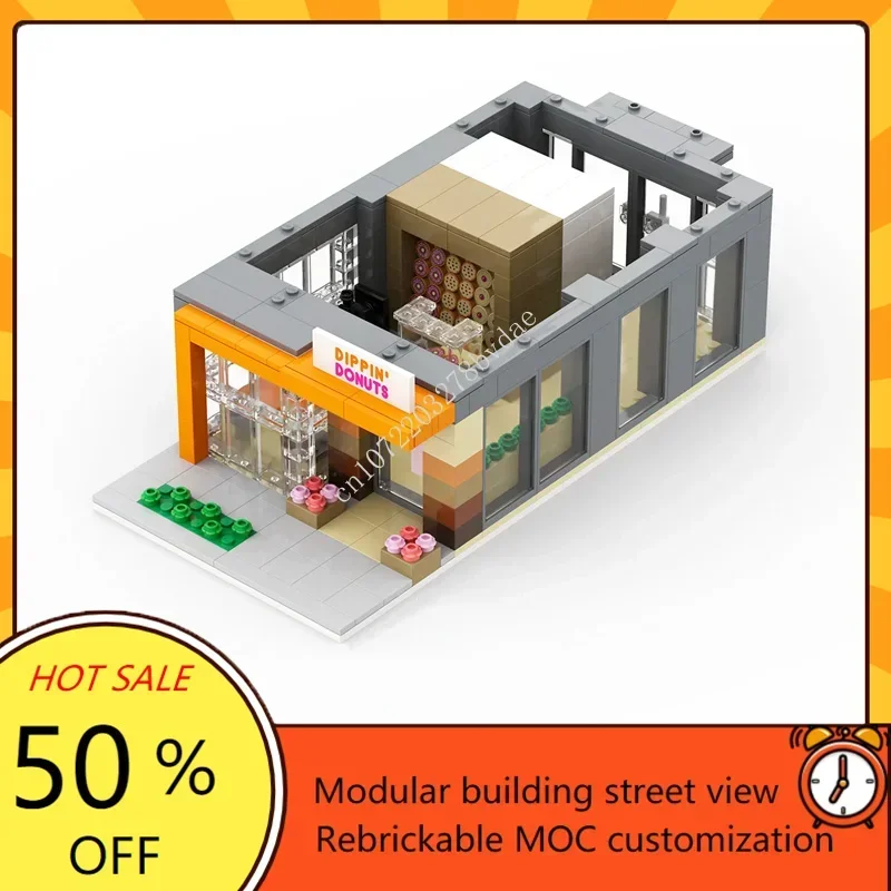 819PCS LOFT 77 & Dippin' Donuts Modulare MOC Creativo vista stradale Modello Building Blocks Architettura Modello di assemblaggio Giocattoli Regalo
