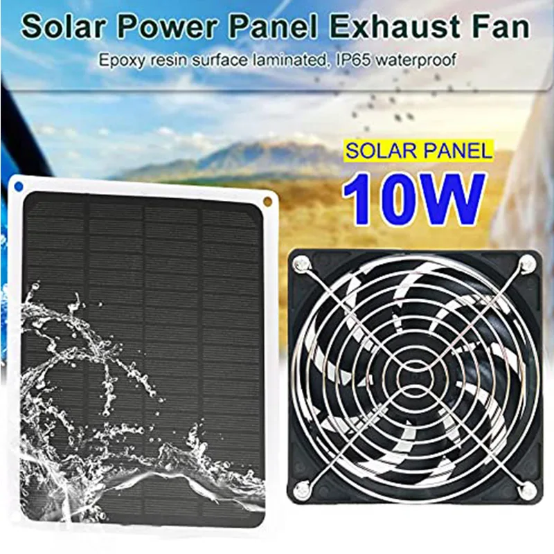 

10W Waterproof Solar Panel Chicken Coop Fan with Guard - Pet Dog Ventilation, Small Exhaust Fan for Sheds & Cages