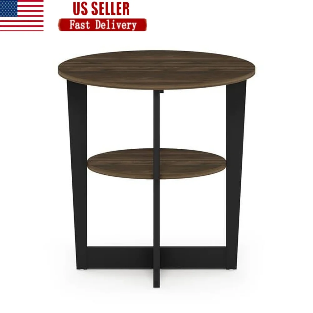 

Contemporary Engineered Wood Oval End Table Storage Display Living Room Bedroom Easy Assembly Indoor Use Sturdy Design