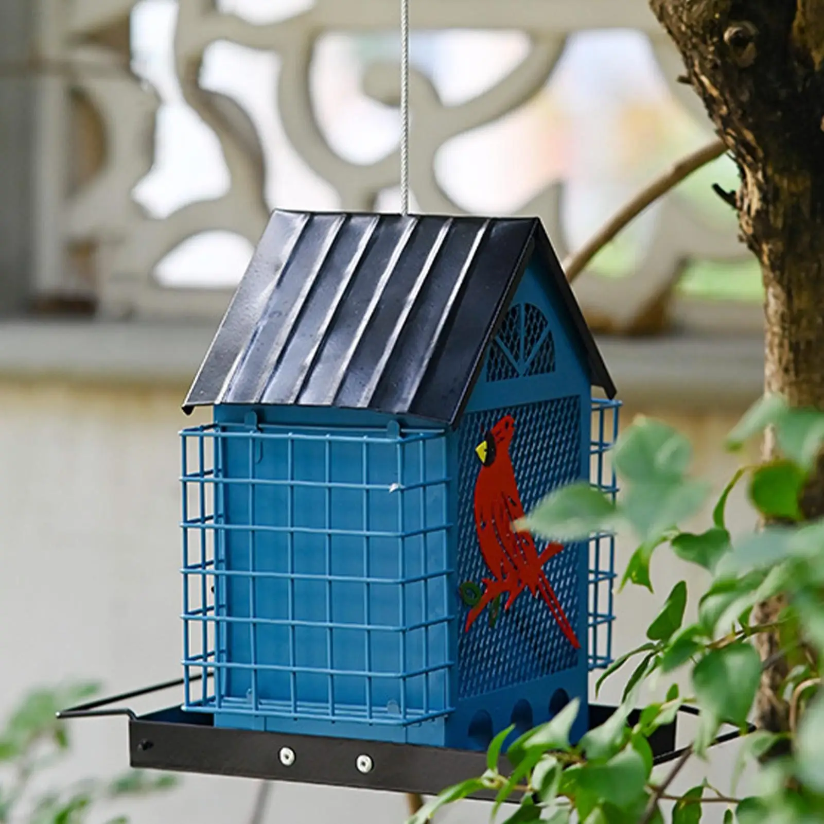 

Кормушка для птиц, защищенная от белок, с двойными клетками для кормления, для наблюдения за птицами, для улицы, для корелл и фиников