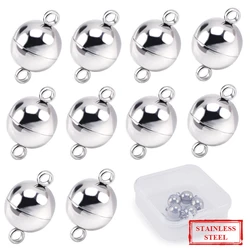 5 Sets Stainless Steel Magnetic Clasps Original Color Round Magnet Converter Jewelry Clasps for Bracelet Necklace Making DIY