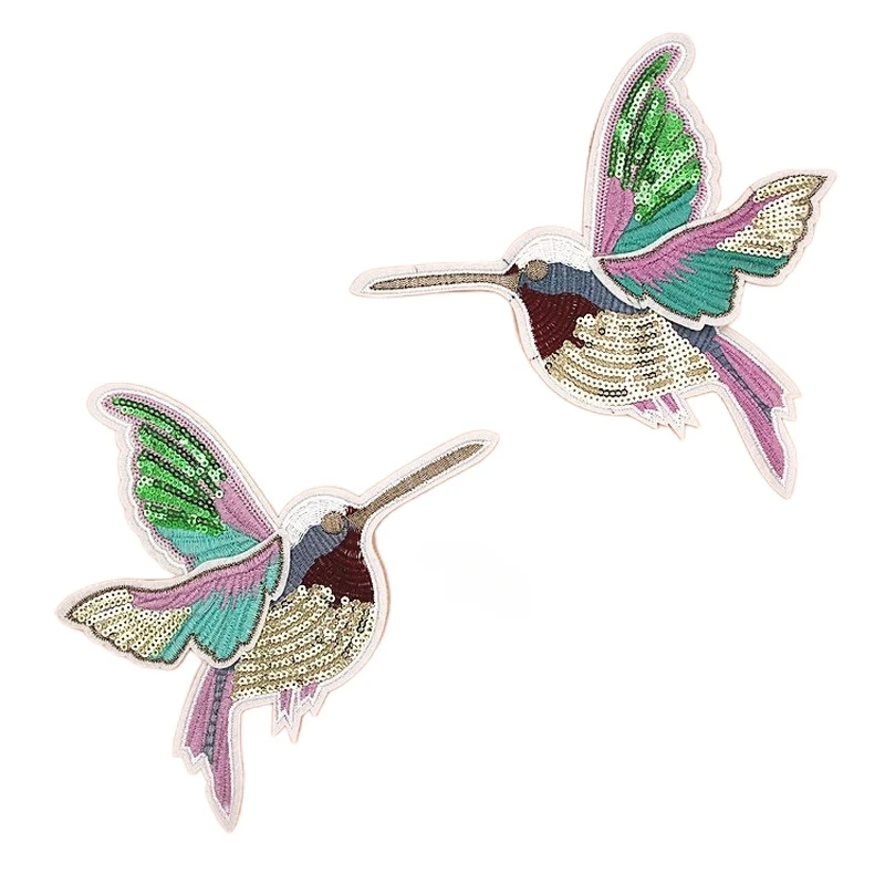 20pcs/Lot 3D Luxury Sequin Hummingbird Lover Wings Embroidery Patch T-shirt Clothing Decoration Craft Diy Accessory Applique