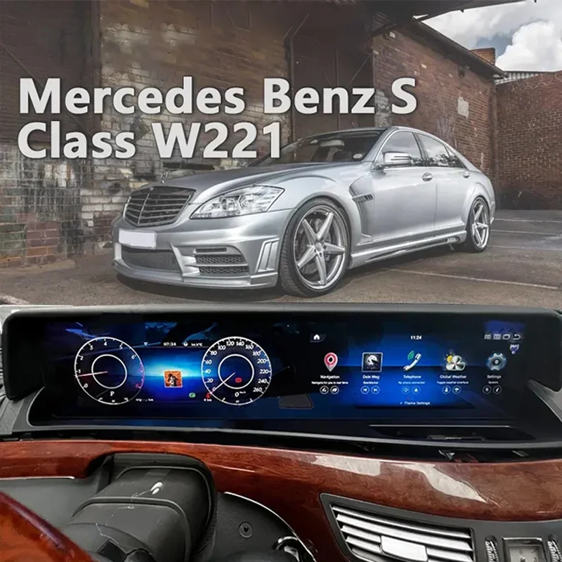 24.6 inch 6+128GB New Upgrade Benz Sclass W221 To W222 Android RadioCluster Digital instrument StereoAutoradio