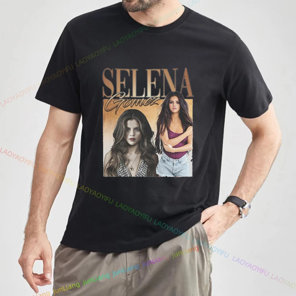 Selena Gomez Women's T-shirt Female Singer Short Sleeve Tee Men's Clothing Harajuku Funny Gifts Mens Clothes Y2k Streetwear Tops