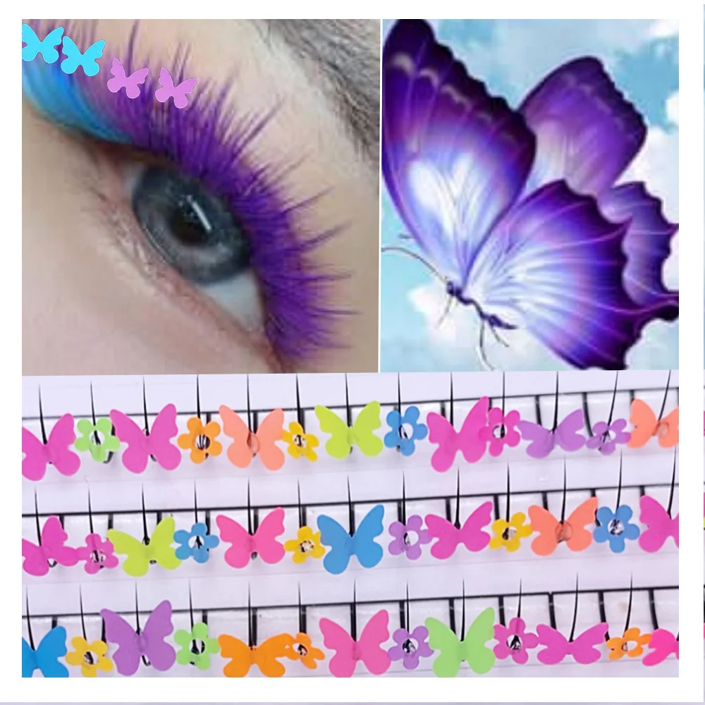 

Fluorescence Butterfly False Eyelashes Mixed Color Glitter Eyelash Extension Star Flower Shape Shiny Lashes Beauty Makeup Tools