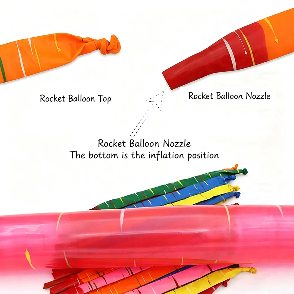 Bunte Raketenballons aus Latex für Kinder, Fliegende Pfeifenballons für Outdoor-Spiele, Hochzeiten und Geburtstagsfeiern – Detail 1