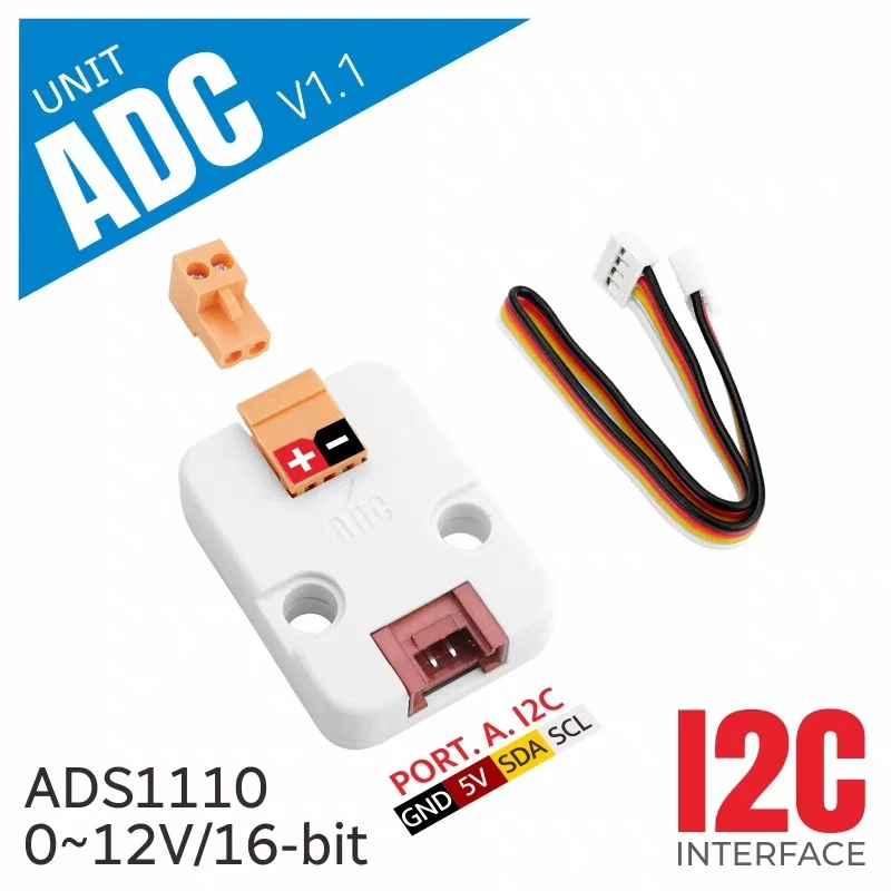 Official M5Stack Unit ADC v1.1 A/D Converter Unit 16-bit Analog-to-Digital Converter ADS1110