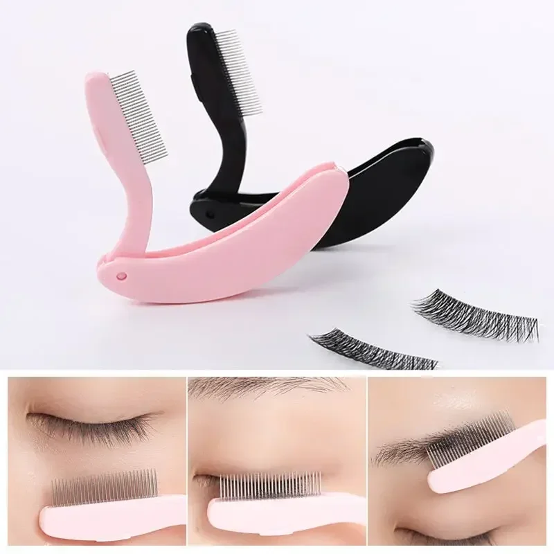 1PC Folding Eyelash Comb Lash Separator Mascara Lift Curl Metal Curler Brush Mini Eyebrow Combs for Women Makeup Cosmetic Tool