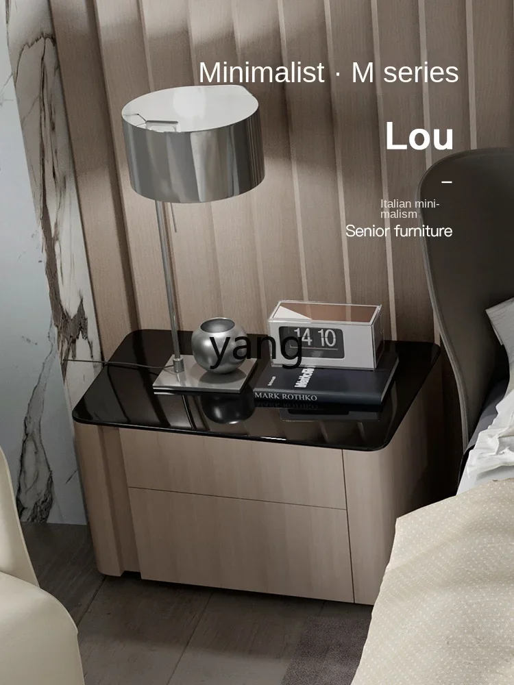 Yhl Minimalist Bedside Cabinet Sample Room Tempered Glass Hong Kong-Style Post-Modern Bedside Table