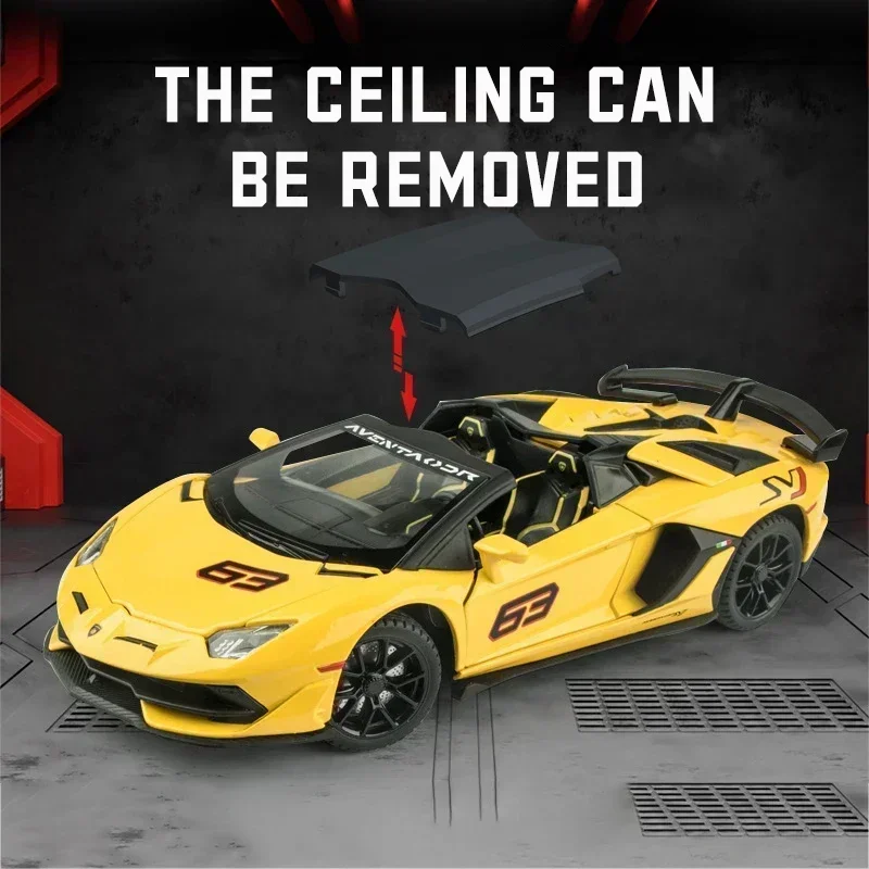 1:24 Lamborghini Aventador SVJ 63 Alloy Diecast Car Model Sound Light Car Lovers Collection Kids Birthday Gift Boys Toys A551