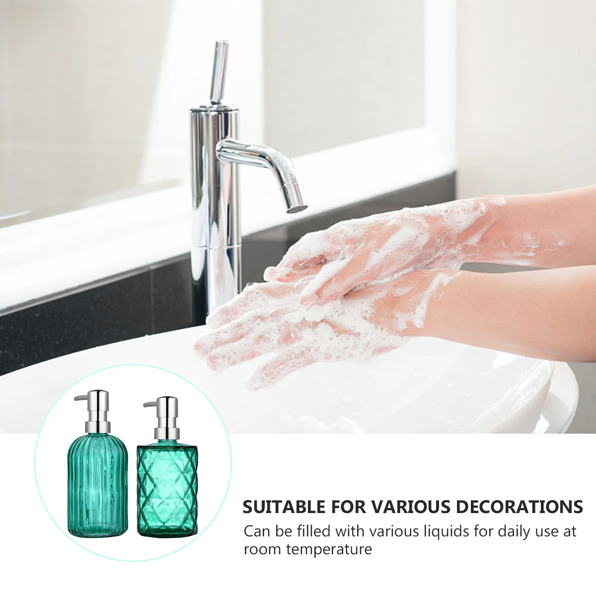 

2Pcs Press Pump Bottle Empty Glass Bottles for Shampoo Shower Gel Hand Soap Refillable Liquid Dispenser Modern Compact Design