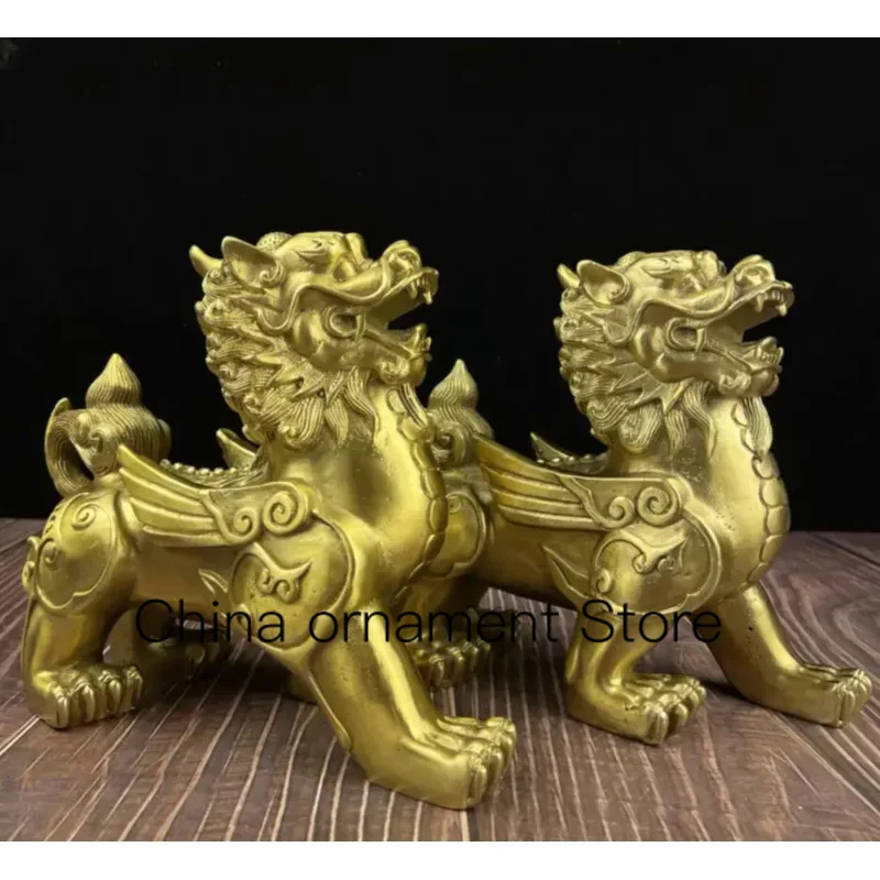 China brass mythical wild animal crafts statue A pair