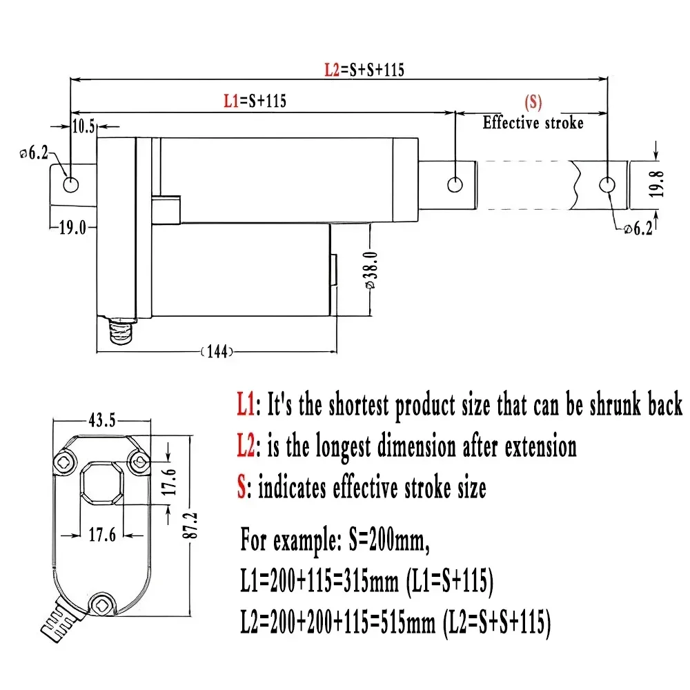 Linear Actuator Motor 50-800mm  High Thrust Linear Actuator Dc12v 24v 2500n 2200n 1800n 1200nStroke For Automation Equipment