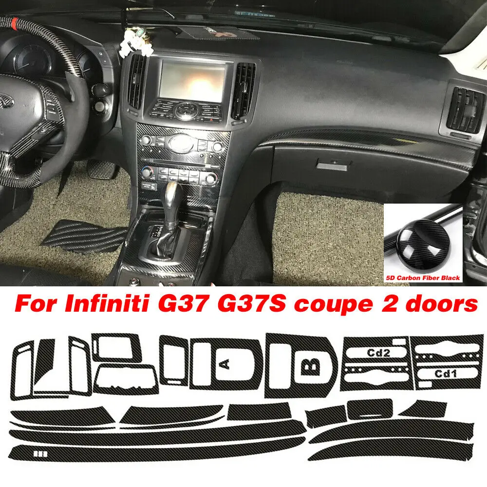 

For Infiniti G37 G37S Q60 coupe 2 doors 5D Carbon Fiber Pattern Interior DIY Trim Decals