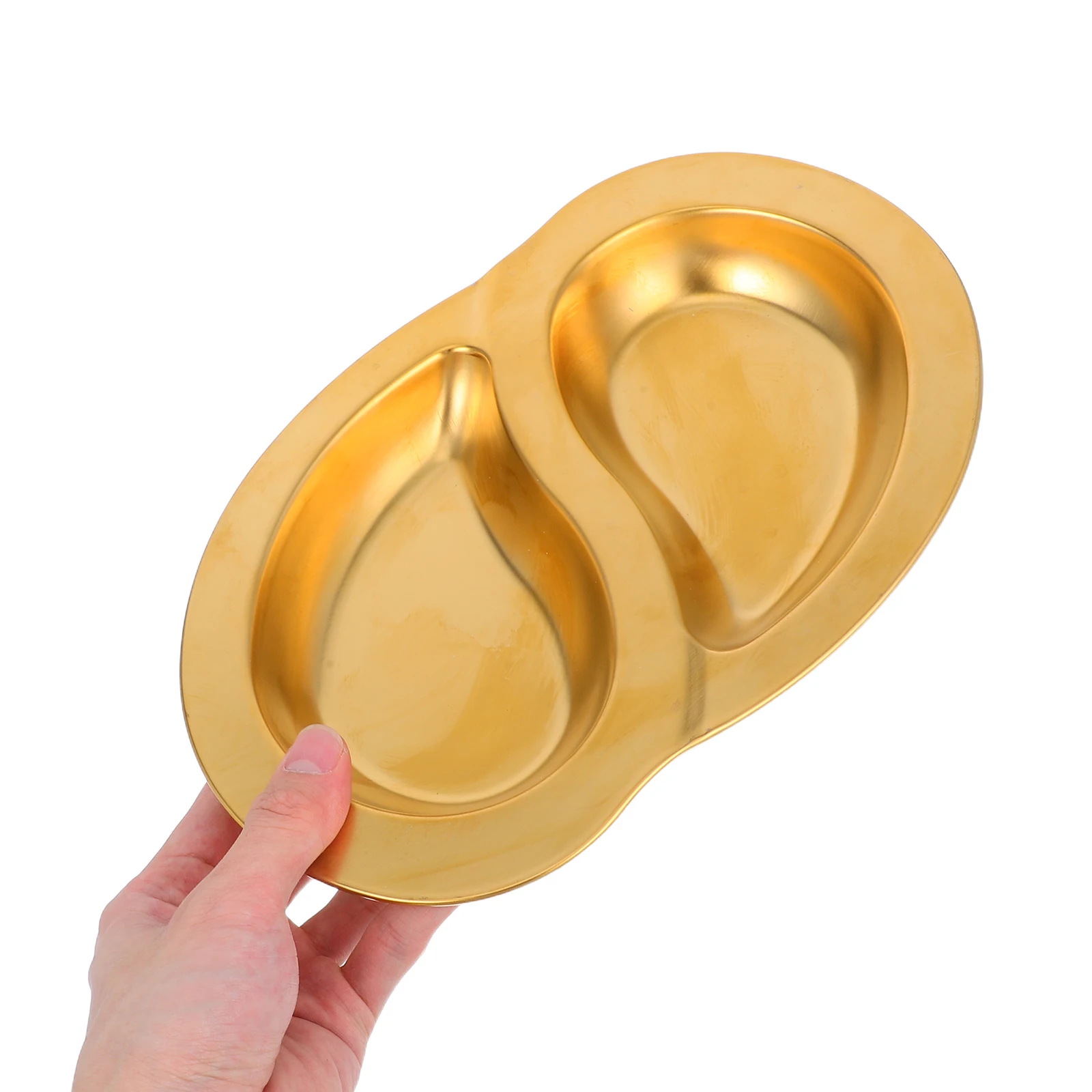 

Stainless Steel Plate Divided Dish Dual Compartment Design Rust Resistant Serving Tray for Snacks Appetizers Dumplings