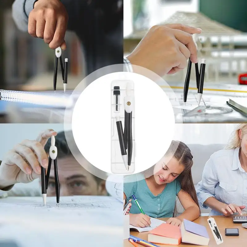 Draft Compass Metal Compass With Shatterproof Storage Box Pencil Holder Stainless Steel Circle Compass Drafting Tools Geometry
