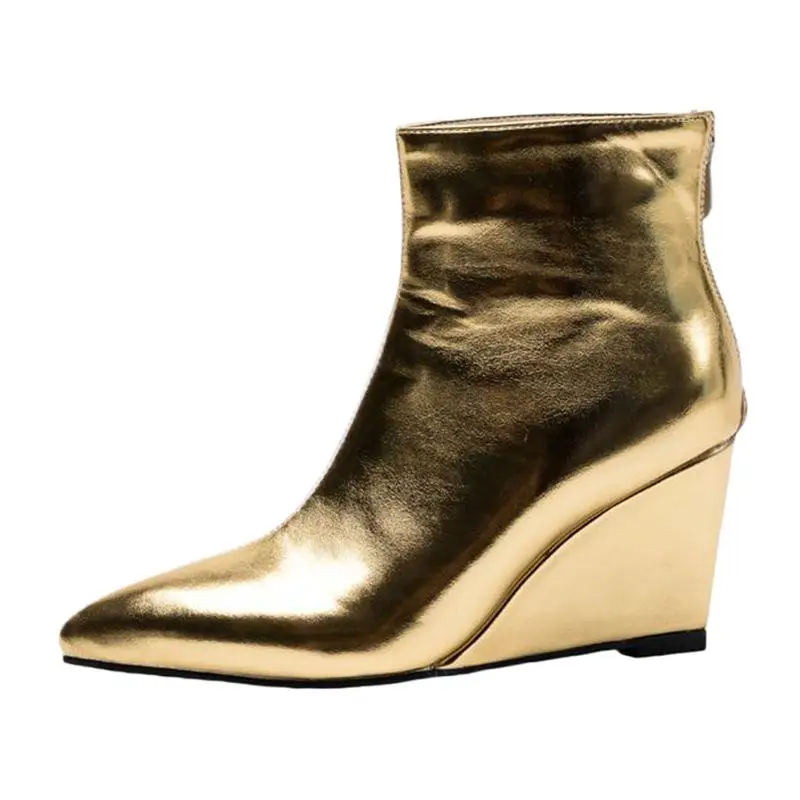 

ASILETO Women Ankle Boots Pointed Toe Wedges High Heel Size 44 45 46 Elegant Female Party Dating Bota