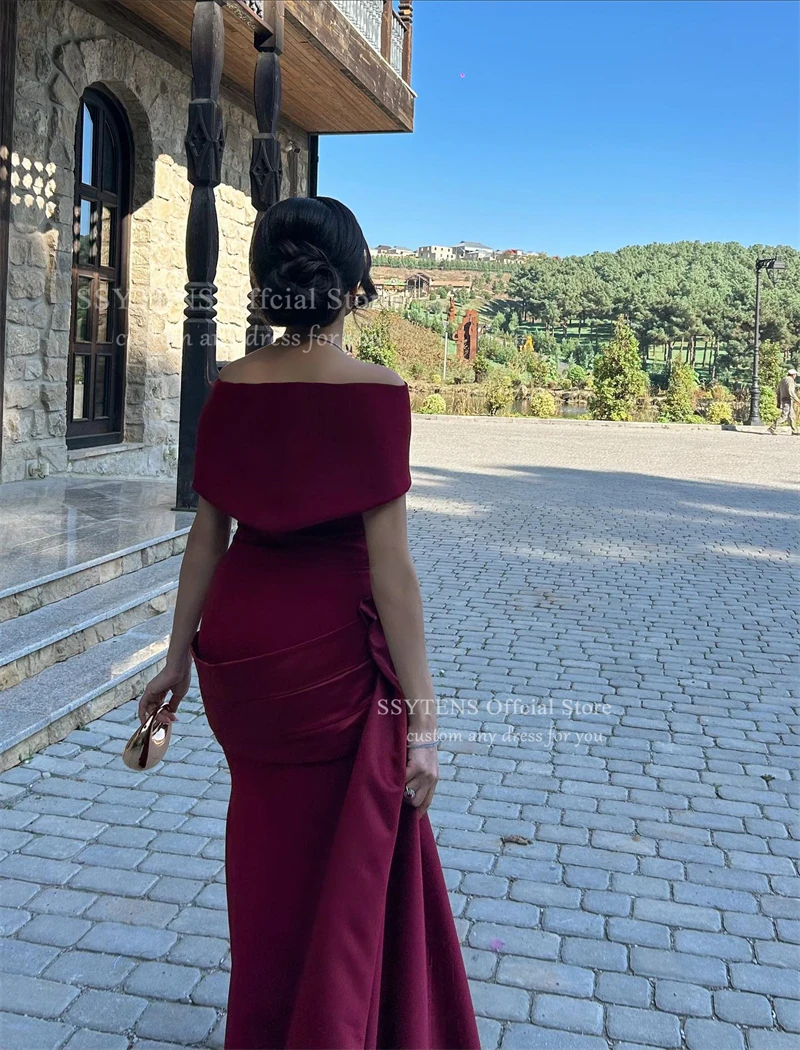 فساتين سهرة مكشوفة الكتف من SSYTENS 2026 بدون أكمام حورية البحر للحفلات الراقصة أنيقة بطيات على الأرض لحفلات الزفاف حسب الطلب