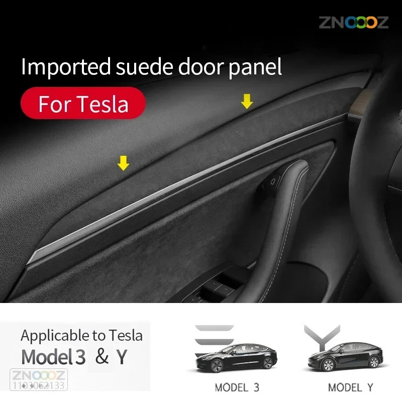 

Suede For Tesla Model 3 Y 2017-2023 Car Door Handle Panel Trim Sticker Cover Modified Interior Decoration Accessories