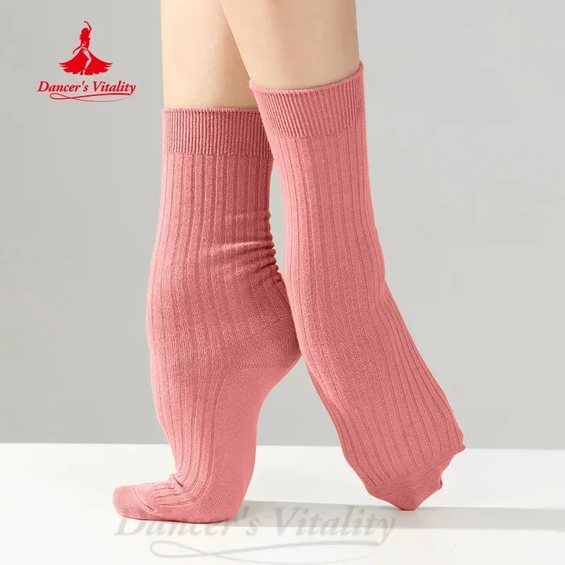 Modern Dance BellyDance Socks Solid Color Indoor Professional Anti Slip Cotton Sock Mid Tube Adult Ballet Yoga Practice Socks