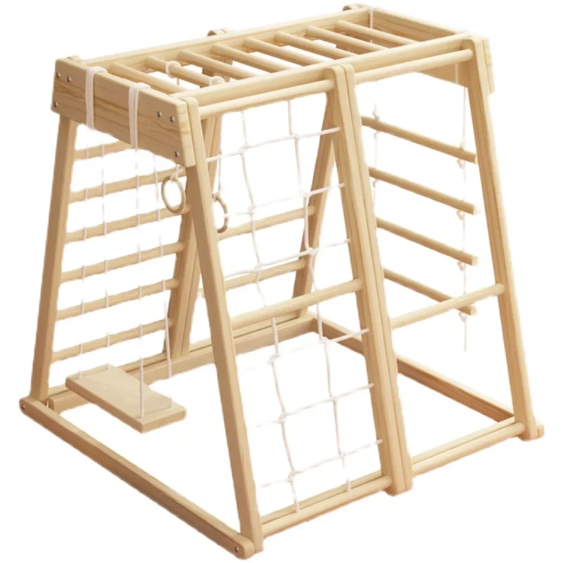Children's indoor climbing frame Solid wood slide Swing combination Kindergarten Small amusement park Baby exercise equipment