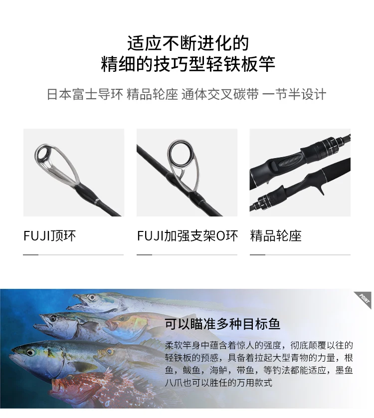MADMOUSE Japan Fuji Teile Light Jigging Rute SUPERIOR 1,9M PE 0,6-1,5 JIG30-120G 9kg Spinn-/Casting-Bootsrute Meeresangelrute – Detail 2