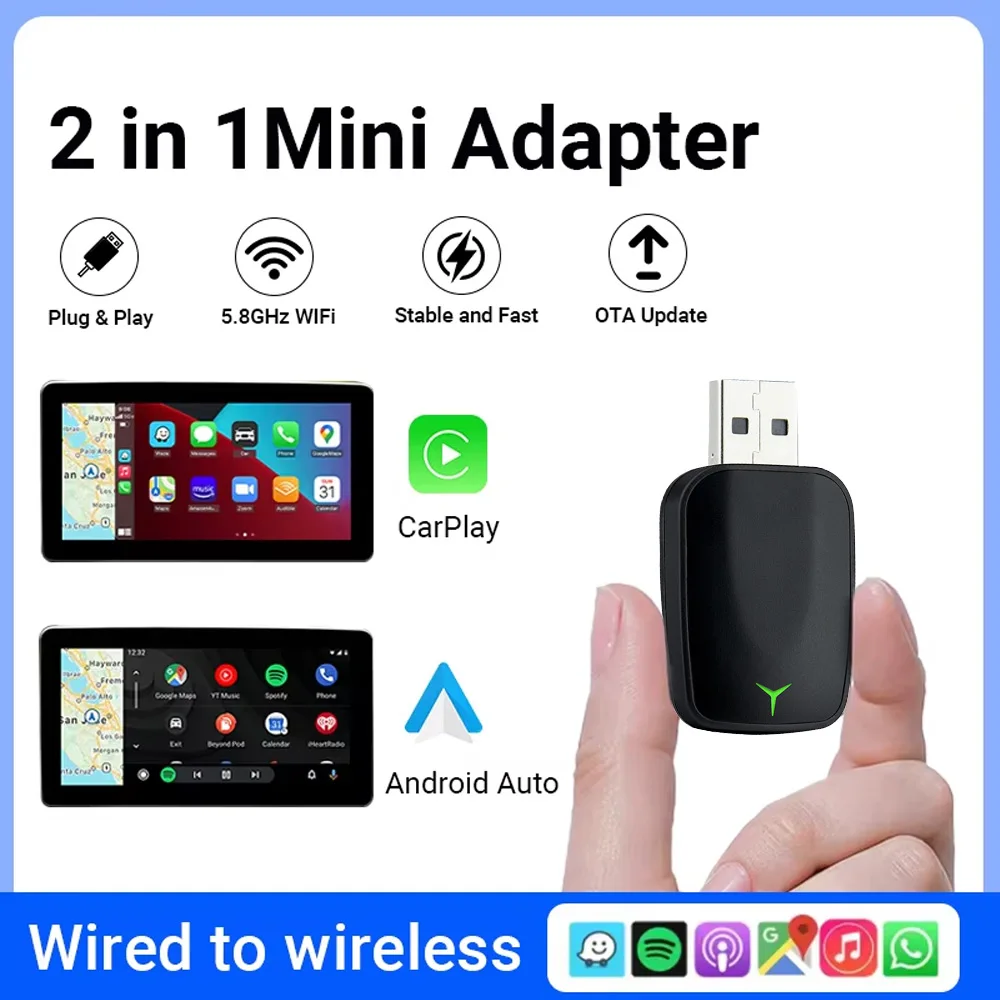 

2026 Wired To Wireless CarPlay Android Auto Wireless Adapter Plug and Play Fast Connect Universal for Nissan Wireless Adapter