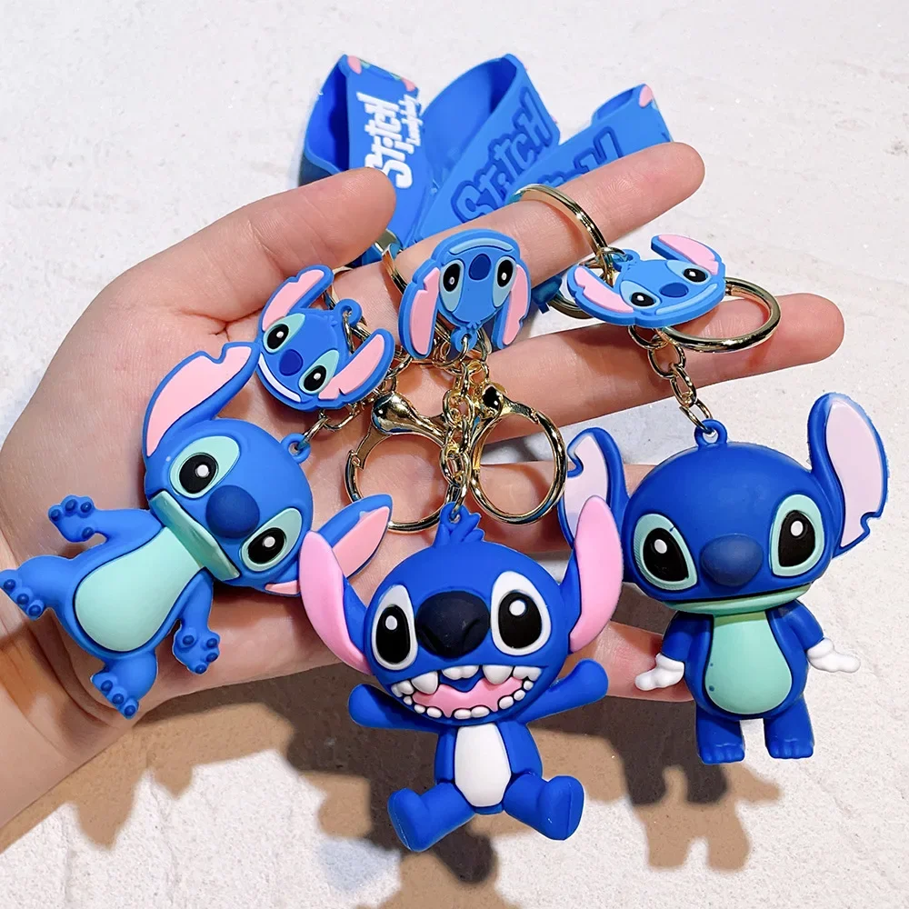 Stitch Disney portachiavi Super Mario Action Figure Toy PVC Silicone ciondolo auto Cartoon Bag stitch figuras ciondolo gioielli regali