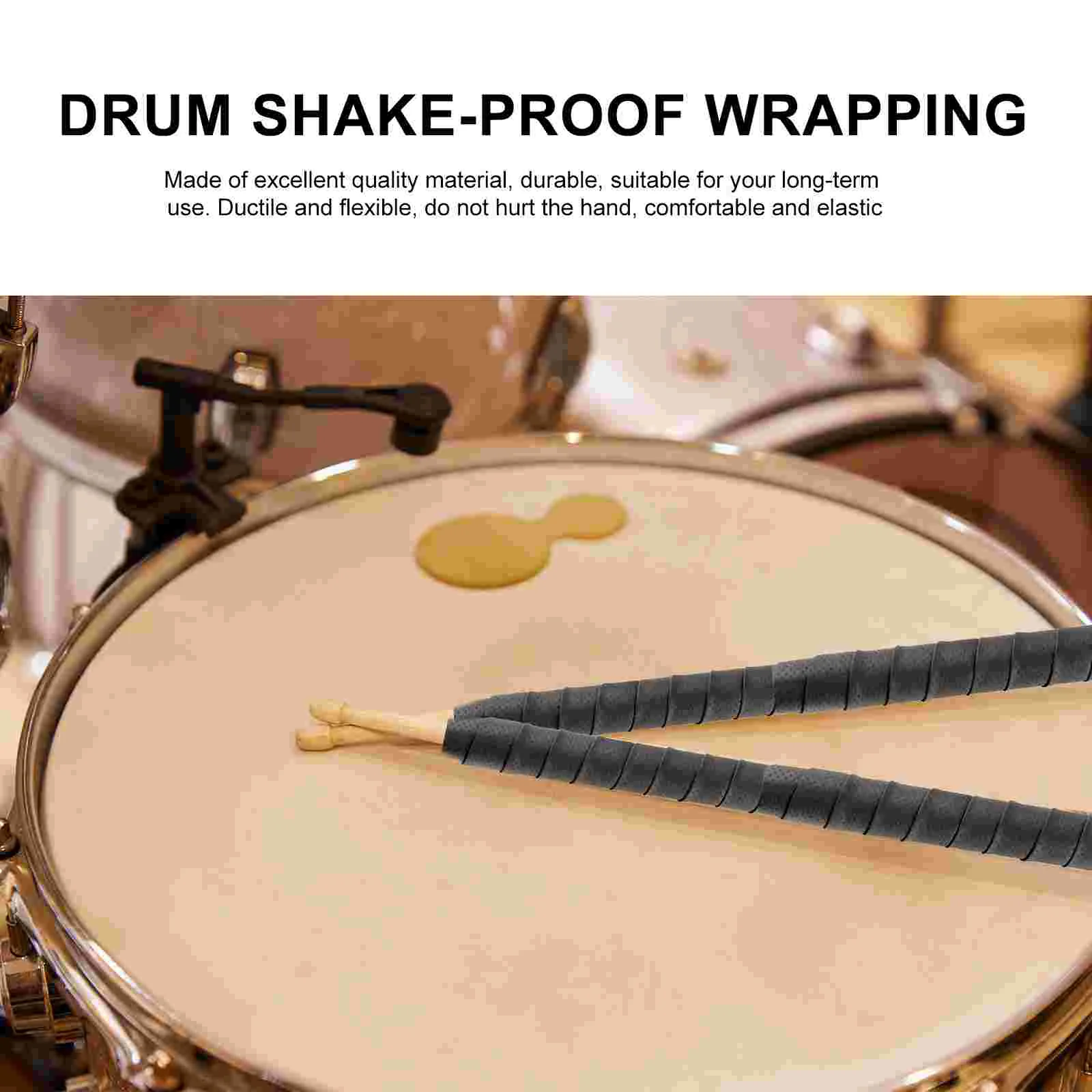 2 Pcs Anti-slip Belt for Drum Sticks Wrap Sweat Electronic Drums Pu Shake-proof Wrapping Water Viscous Square Shakeproof Tape