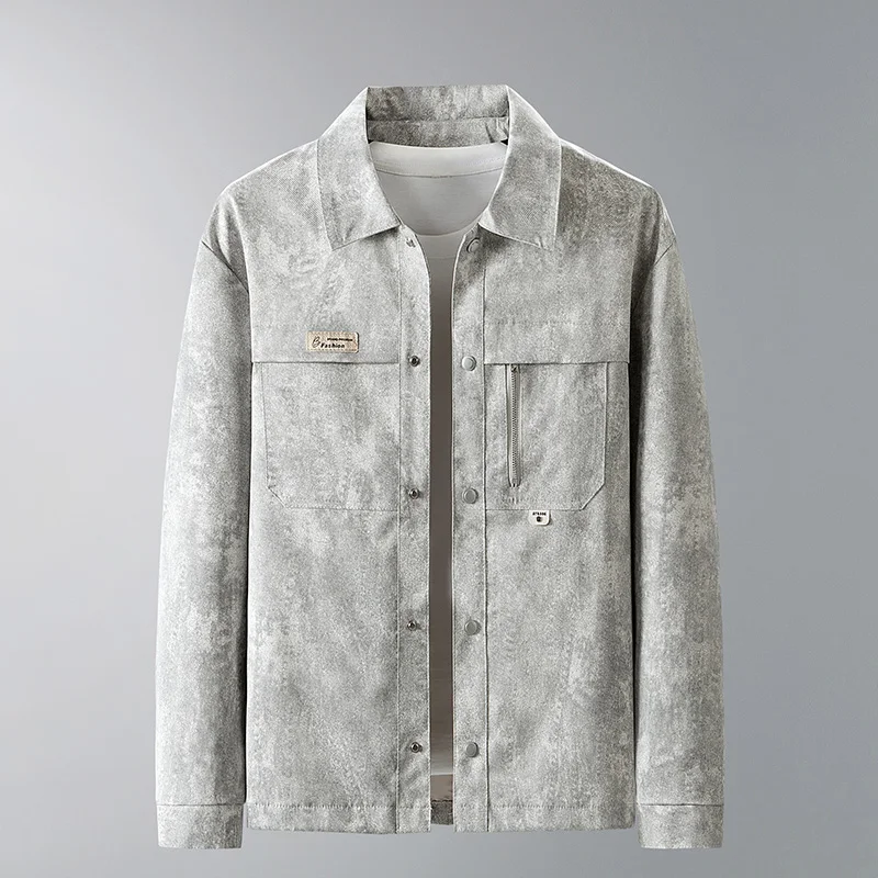 Casual Men's Jacket Lightweight Business Spring Autumn Striped Business Casual Jacket Versatile Simple Trendy Workwear Jacket